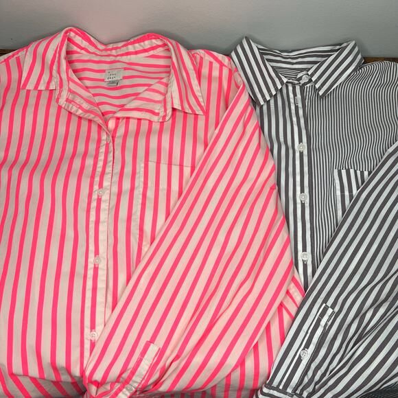Lot of 2 Women's A New Day XL Button Up Shirt Striped Beach Coastal Lightweight - Picture 16 of 16